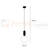 Lampa wisząca ALDEVA mosiądz kula 20 cm szklana PND-02340-1M-BRO Italux wymiary perfektmarket.webp