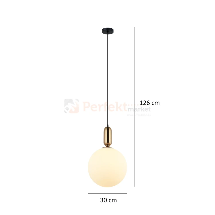Lampa wisząca ALDEVA kula 30 cm szklana czarna mosiądz PND-02340-1L-BRO Italux wymiary perfektmarket.webp