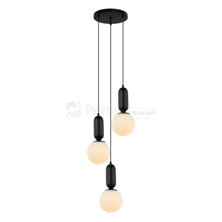 Lampa wisząca ALDEVA szklane kule czarna PND-02340-3S-BK Italux 1 perfektmarket.webp