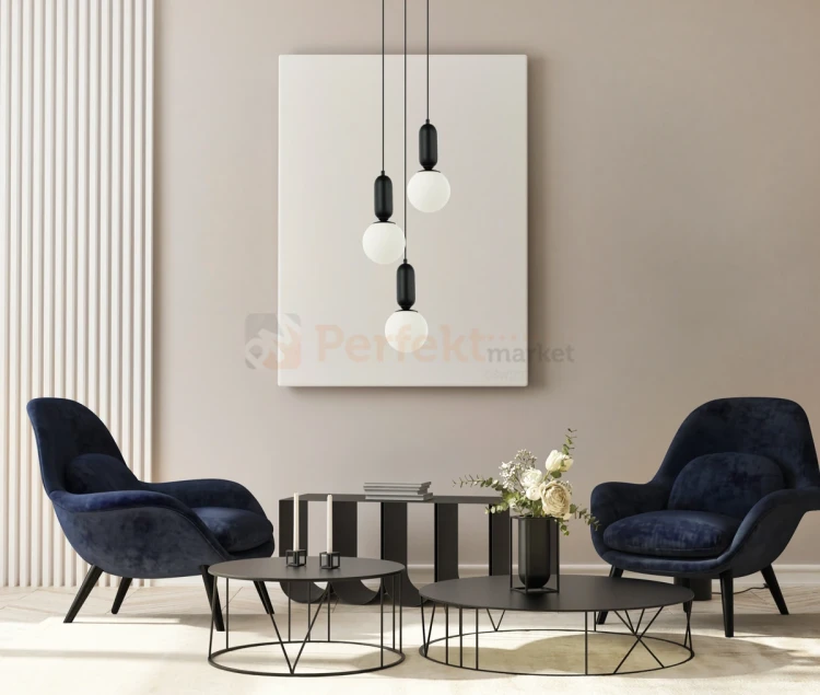 Lampa wisząca ALDEVA szklane kule czarna PND-02340-3S-BK Italux aranż perfektmarket.webp