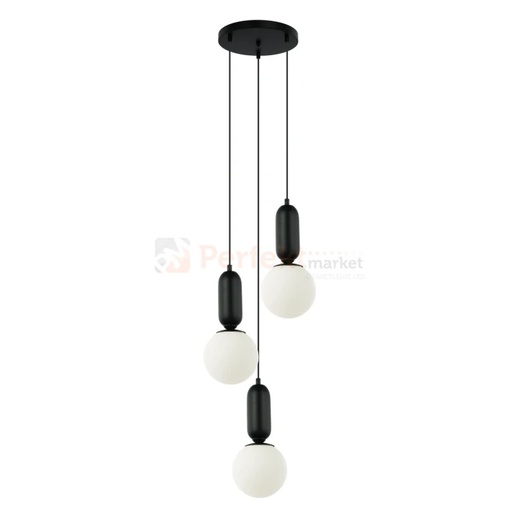 Lampa wisząca ALDEVA szklane kule czarna PND-02340-3S-BK Italux perfektmarket.webp