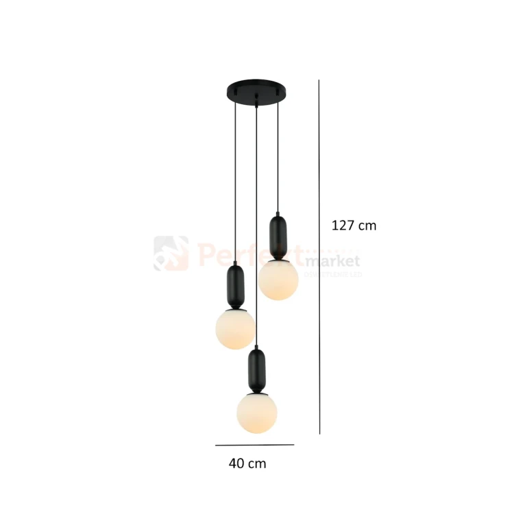Lampa wisząca ALDEVA szklane kule czarna PND-02340-3S-BK Italux wymiary perfektmarket.webp