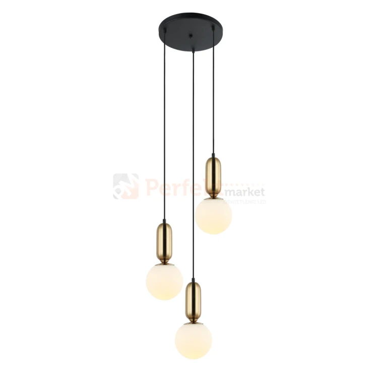 Lampa wisząca ALDEVA szklane kule czarna mosiądz PND-02340-3S-BRO Italux 1 perfektmarket.webp