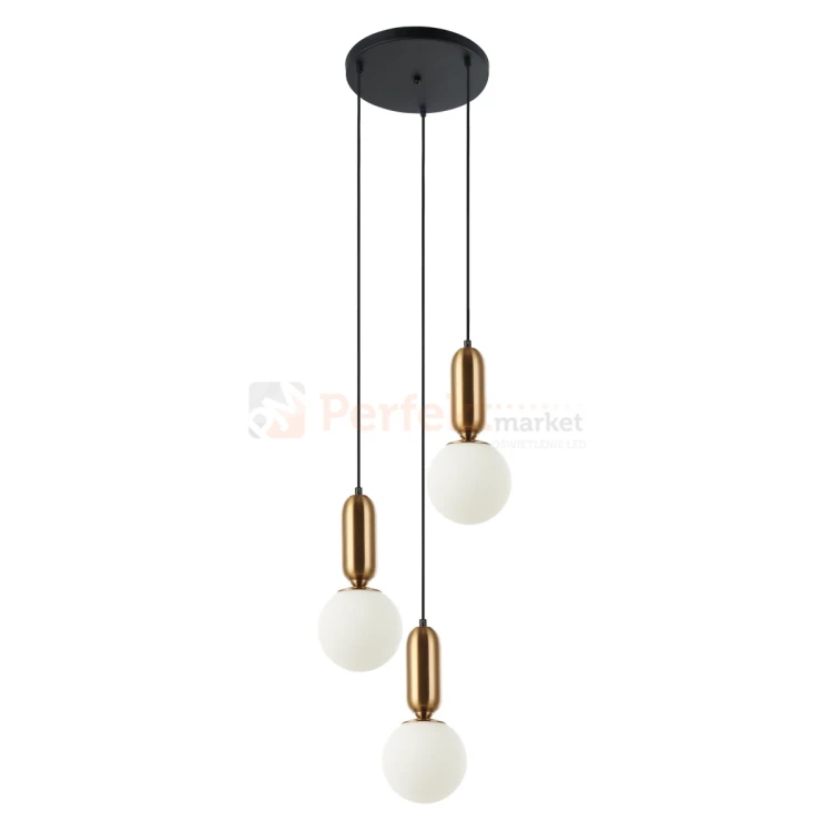 Lampa wisząca ALDEVA szklane kule czarna mosiądz PND-02340-3S-BRO Italux perfektmarket.webp