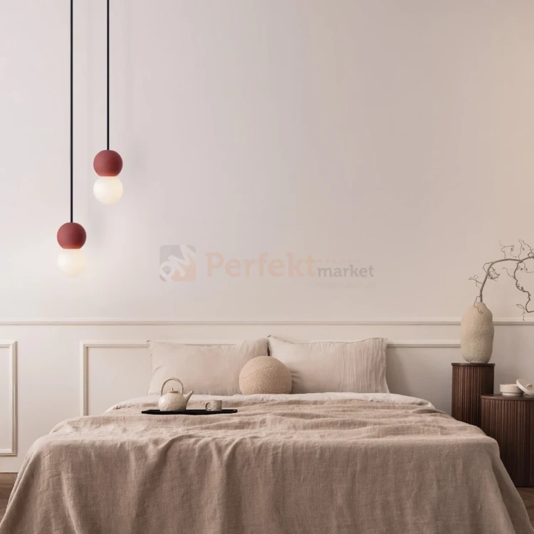 Lampa wisząca LE44661 IBAGUE szklana kula beton czerwony G9 Luces Exclusivas Nova Luce ZERO 9577019 2 perfektmarket.webp