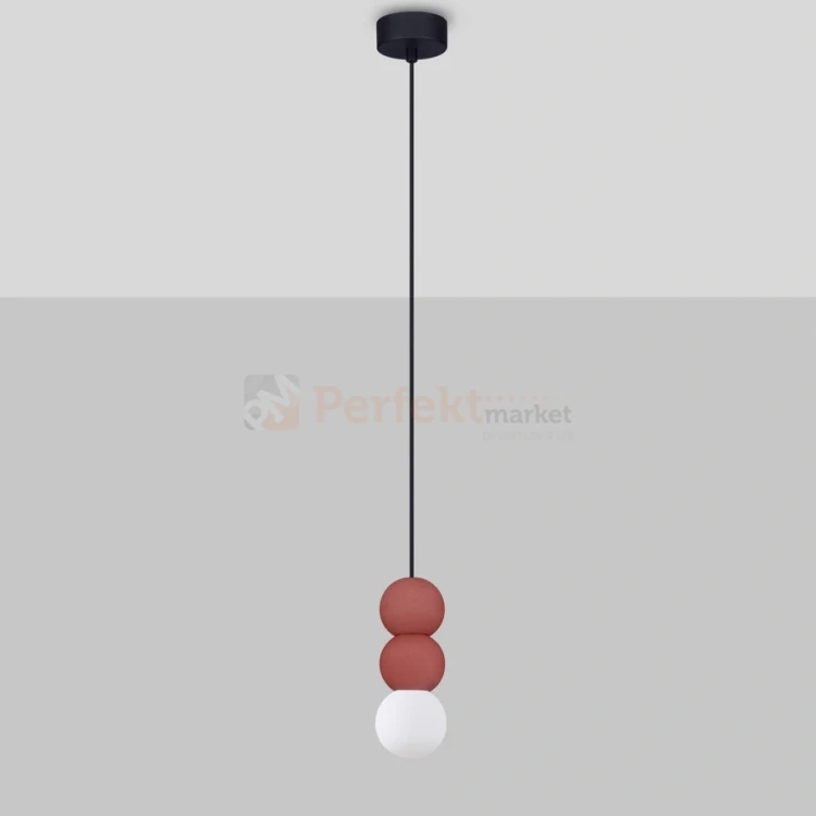 Lampa wisząca LE44664 IBAGUE szklana kula czerwony beton G9 Luces Exclusivas Nova Luce XERO 9577022 2 perfektmarket.webp