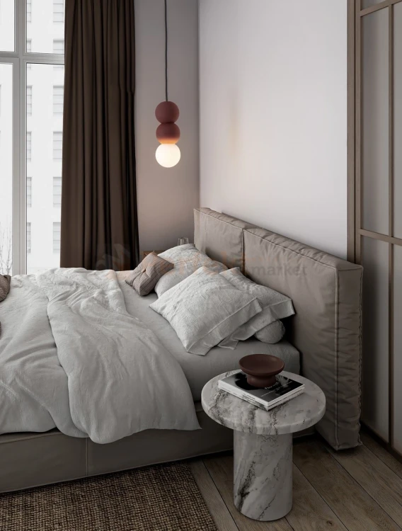 Lampa wisząca LE44664 IBAGUE szklana kula czerwony beton G9 Luces Exclusivas Nova Luce XERO 9577022 aranż perfektmarket.webp