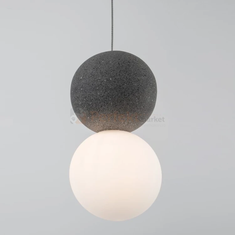 Lampa wisząca LE44662 IBAGUE szklana kula surowy beton 10cm G9 Luces Exclusivas Nova LUCE ZERO 9704191 1 perfektmarket.webp