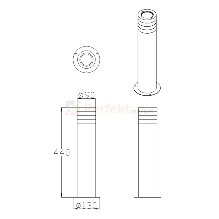Lampa stojąca ogrodowa czarna TUBA RINO 1xE27czarna goldlux wymiary perfektmarket.webp