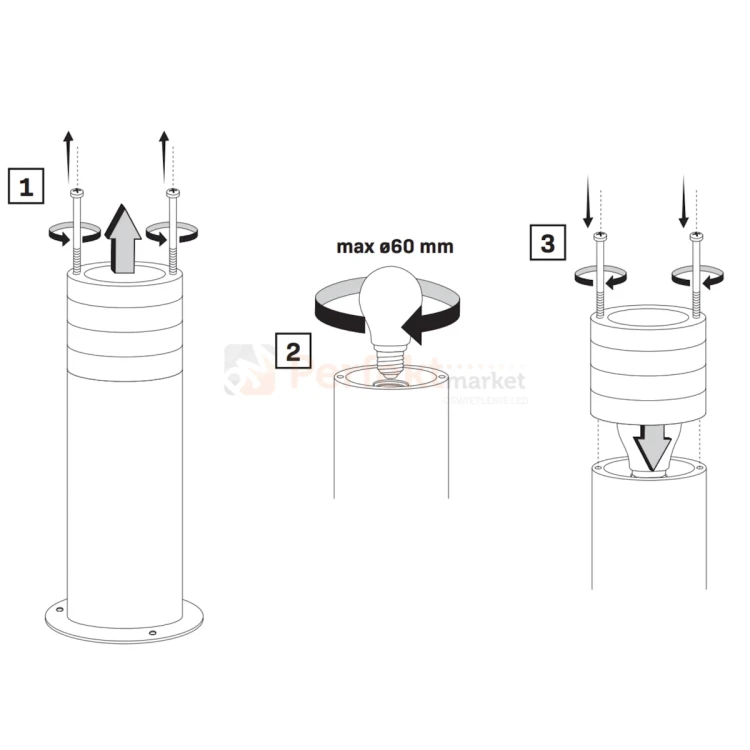 Lampa stojąca ogrodowa czarna TUBA RINO 1xE27czarna goldlux montaż perfektmarket.webp