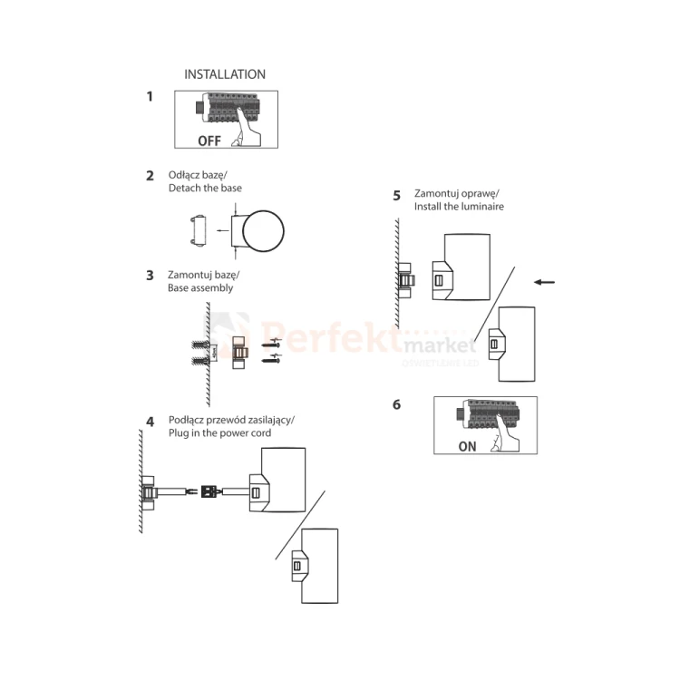 Kinkiet ścienny zewnętrzny elewacyjny TORRE CCT okrągły 9W IP54 perfektmarket MONTAŻ.webp
