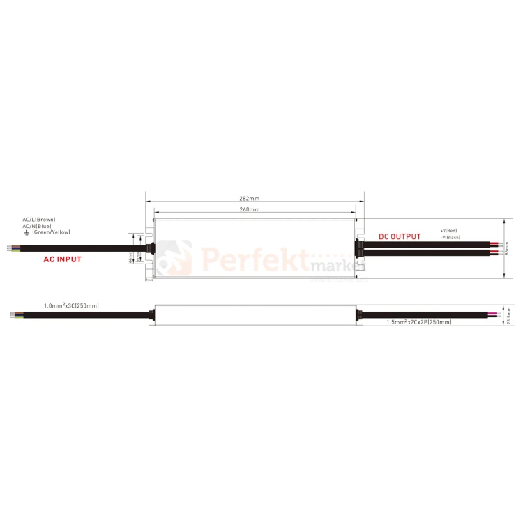 Zasilacz wodoodporny 24V 350W 14.5A IP67 hermetyczny SUPER SLIM size perfektmarket.webp