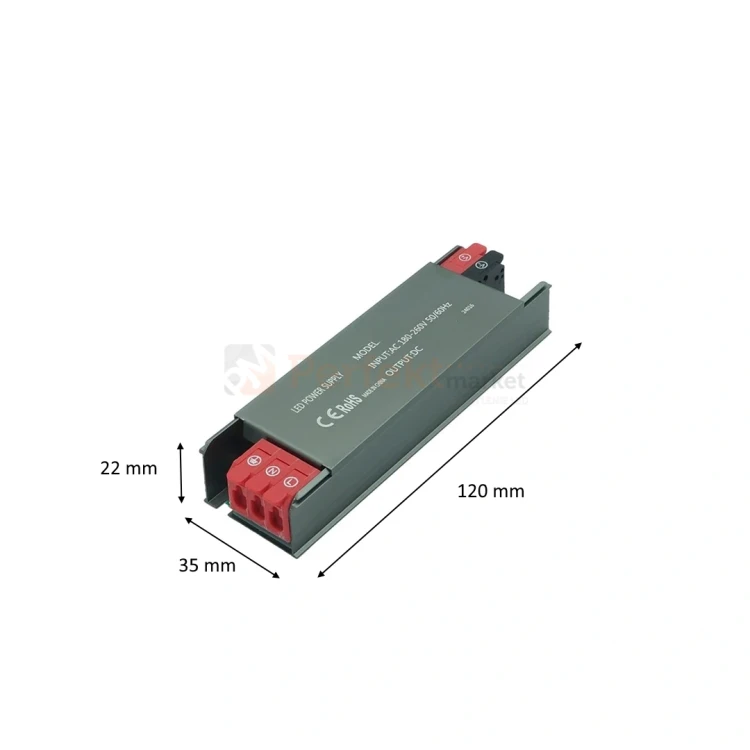 zasilacz instalacyjny slim pro mały rozmiar 24v 36W szybkozłącza wymiary perfektmarket.webp