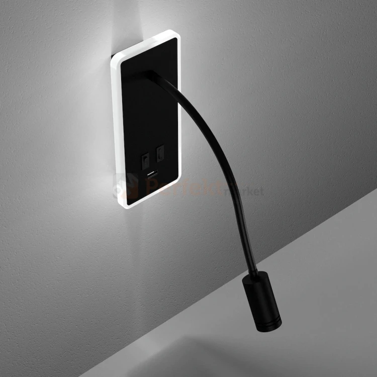 kinkiet ścienny regulowany z wyłącznikiem BASE z ładowarką USB ML63500 _1.webp