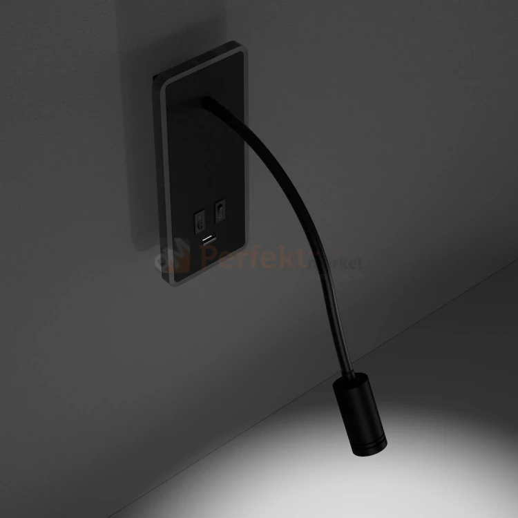 kinkiet ścienny regulowany z wyłącznikiem BASE z ładowarką USB ML63500.webp