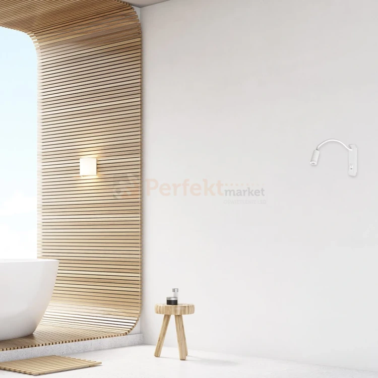 Lampka nocna regulowana z wyłącznikiem BASE 8W+2W biała ML6349 aranż perfektmarket.webp