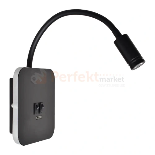 Lampka nocna regulowana z wyłącznikiem BASE 8W+2W czarna ML6352 perfektmarket.webp