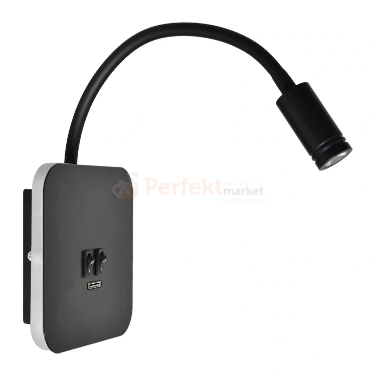 Lampka nocna regulowana z wyłącznikiem BASE 8W+2W czarna ML6352 perfektmarket.webp