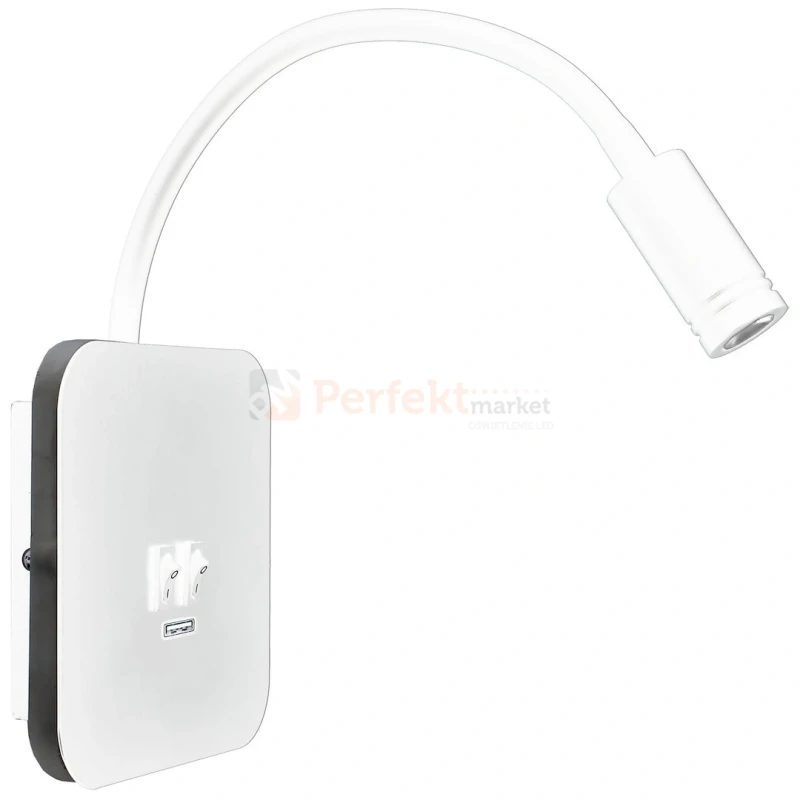 Lampka nocna regulowana z wyłącznikiem BASE 8W+2W czarna biała kwadrat montaż perfektmarket.webp