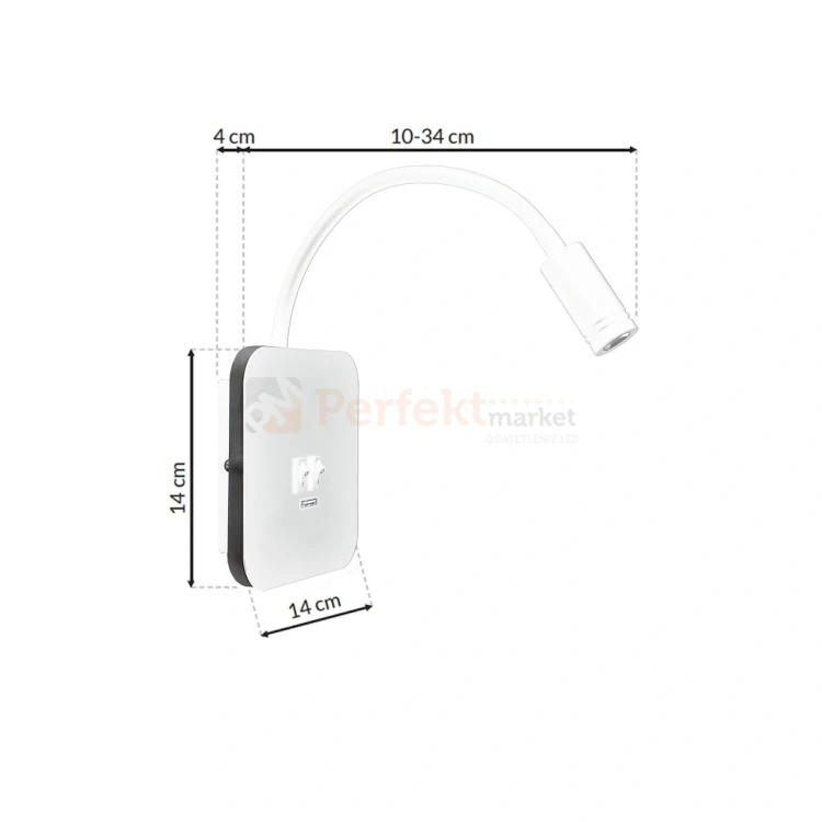 Lampka nocna regulowana z wyłącznikiem BASE 8W+2W biała ML6351 perfektmarket 4.webp