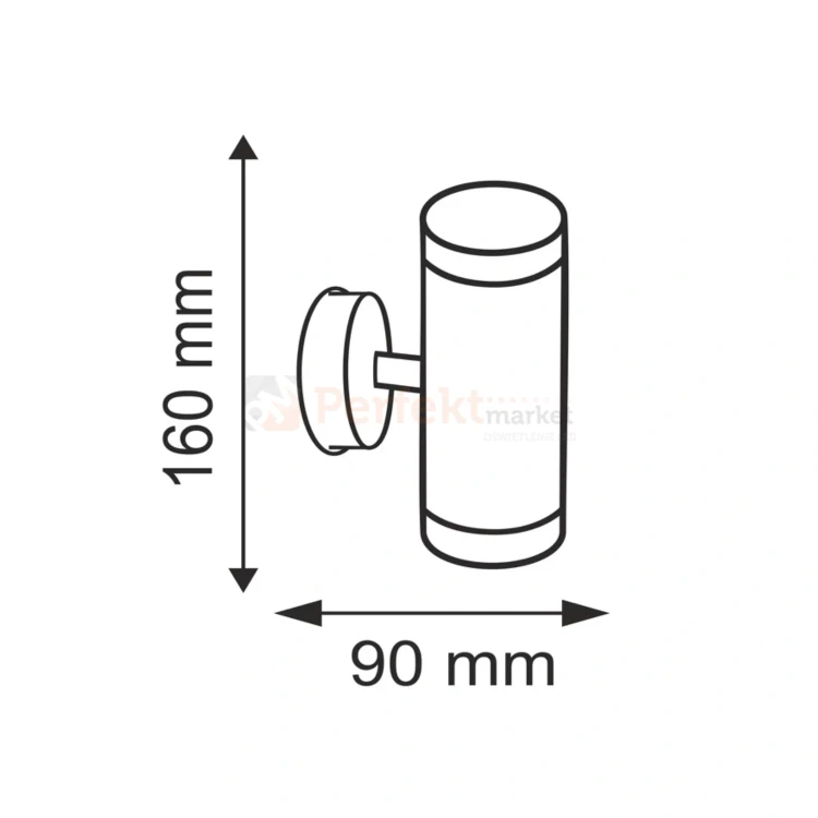 Oprawa elewacyjna kinkiet Olimp 2XGU10 góra dół czarny wymiary perfektmarket olsztyn.webp