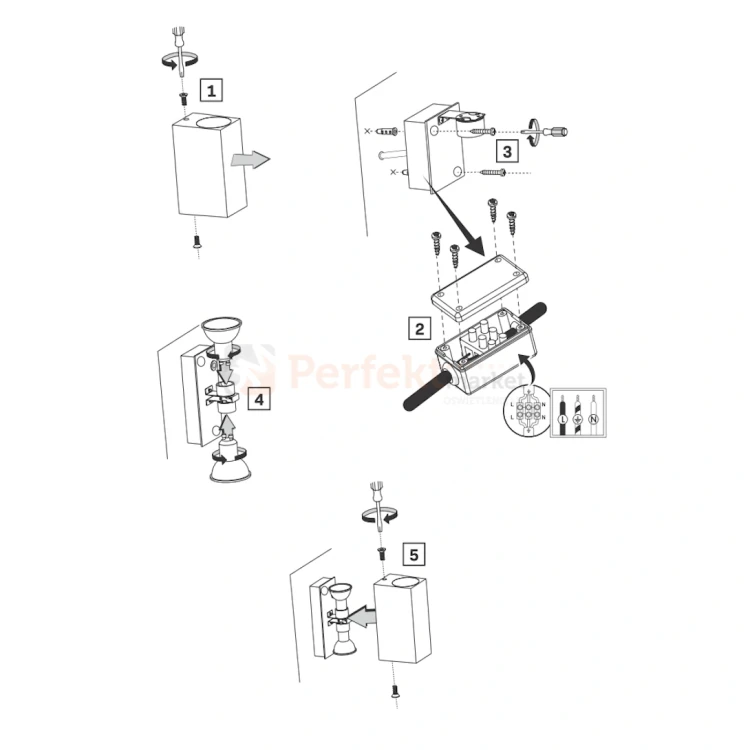 Oprawa elewacyjna kinkiet Boston 2XGU10 prostokątny góra dół IP44 montaż perfektmarket.webp