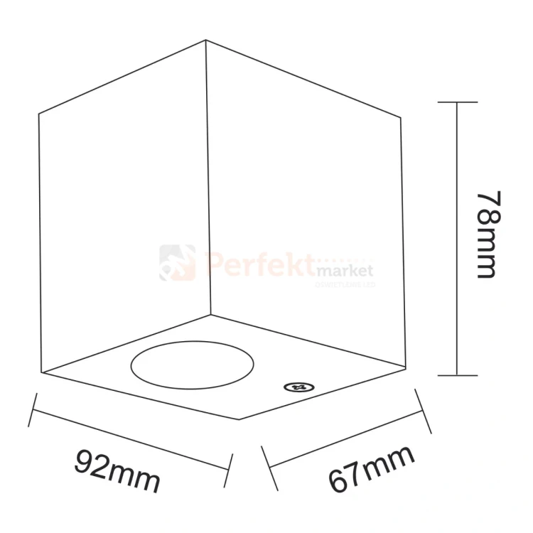 Oprawa elewacyjna kinkiet Boston 1XGU10 prostokątny dół IP44 czarny 303318 wymiary perfektmarket.webp