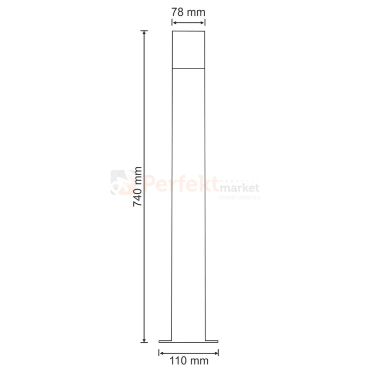 Lampa ogrodowa stojąca New York 74 cm grafit E27 Polux 304636 wymiary perfektmarket.webp