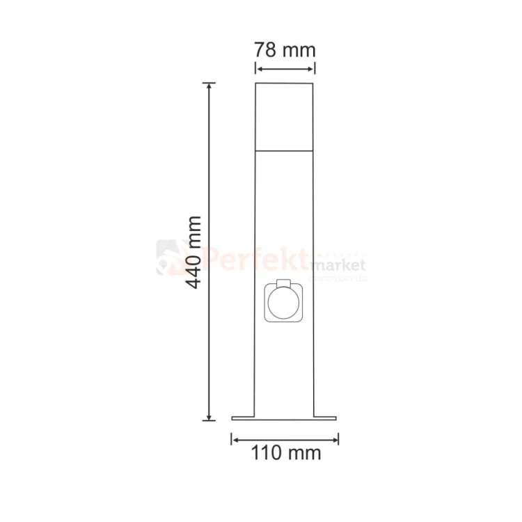 Lampa ogrodowa stojąca z gniazdem 220-240V New York 44 cm grafit 307323 wymiar perfektmarket.webp