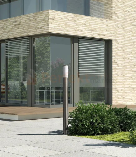 Lampa ogrodowa stojąca Livia 100 cm inox srebrna IP44 E27 Polux 200495 1 perfektmarket.webp