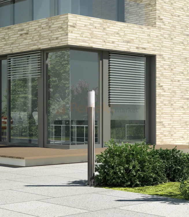 Lampa ogrodowa stojąca Livia 100 cm inox srebrna IP44 E27 Polux 200495 1 perfektmarket.webp