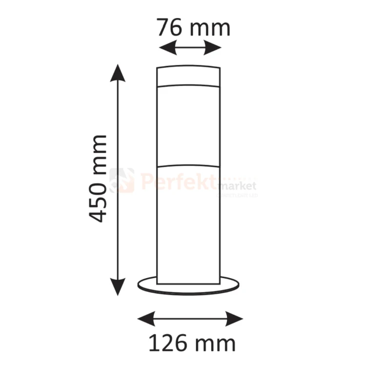 Lampa ogrodowa stojąca Livia 45 cm inox srebrna IP44 E27 Polux wymiar perfektmarket.webp