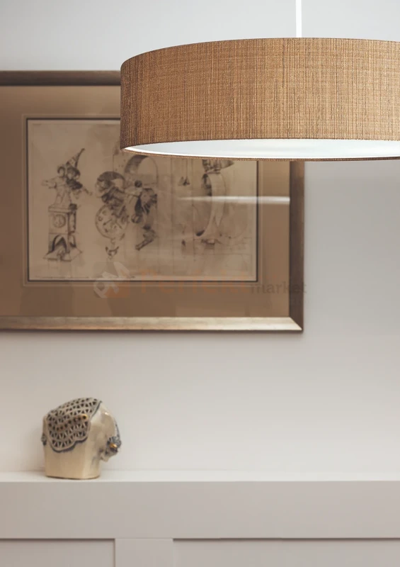 lampa wisząca TURDA klosz tkaninowy złoty E27 Nowodvorski 8950 wymiar perfektmarket.webp