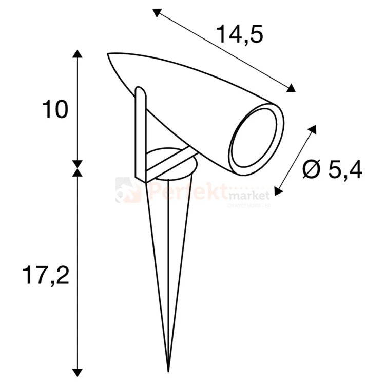 Lampa zewnętrzna wbijana reflektor LED SYNA SLV 8.6W 3000K IP55 antracyt wymiary perfektmarket.webp