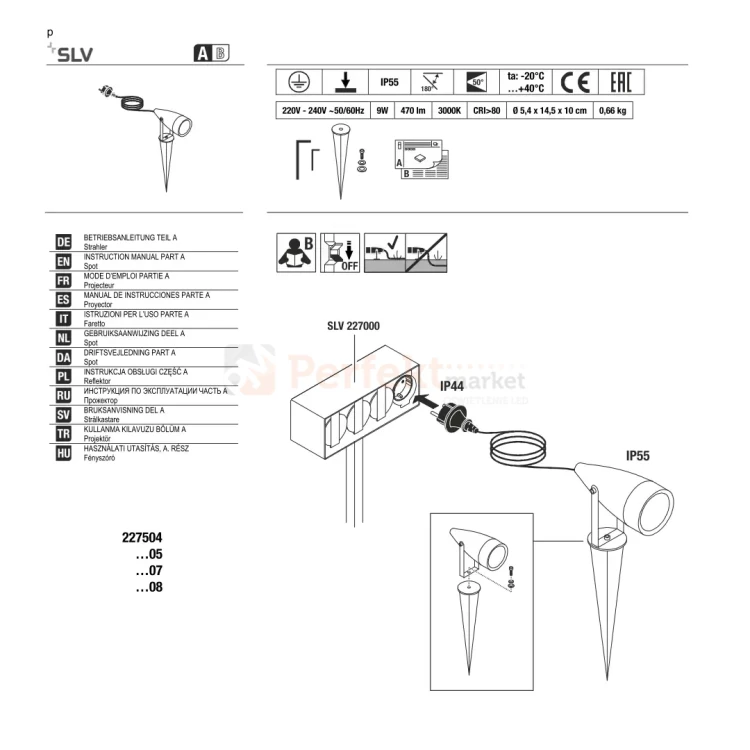 Lampa zewnętrzna wbijana reflektor LED SYNA SLV 8.6W 3000K IP55 antracyt montaż perfektmarket.webp