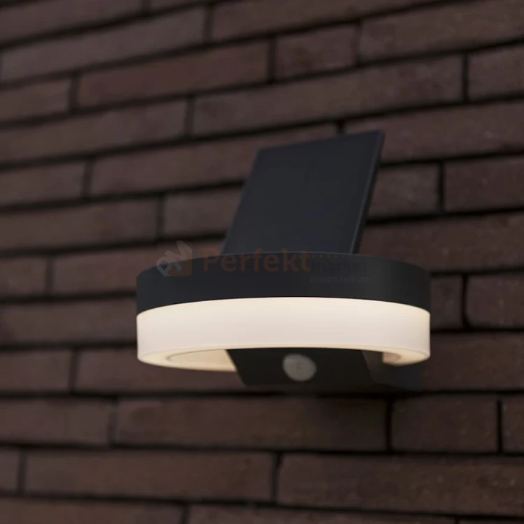 RUNDA ścienna lampa solarna z czujnikiem ruchu IP54 3000K Lutec 2 perfektmarket.webp