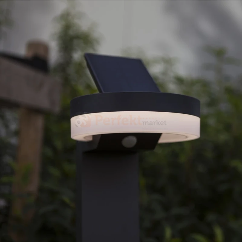 RUNDA stojąca lampa solarna z czujnikiem ruchu IP54 3000K Lutec tryby pracy perfektmarket.webp