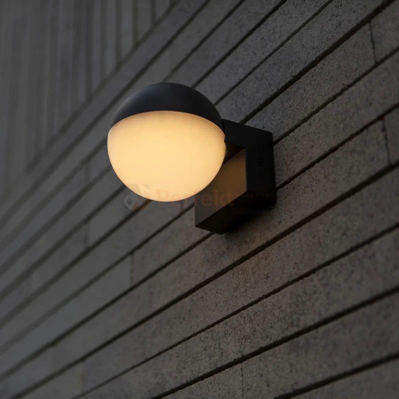 LOOMA lampa ścienna kinkiet zewnętrzna biała kula ciemny szary E27 10cm IP54 Lutec montaż perfektmarket.webp