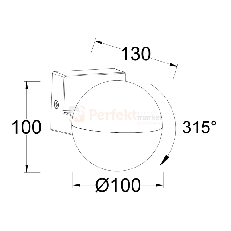 LOOMA lampa ścienna kinkiet zewnętrzna biała kula ciemny szary E27 10cm IP54 Lutec wymiary perfektmarket.webp