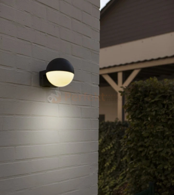 LOOMA lampa ścienna kinkiet zewnętrzna biała kula ciemny szary E27 15cm IP54 Lutec 2 perfektmarket.webp