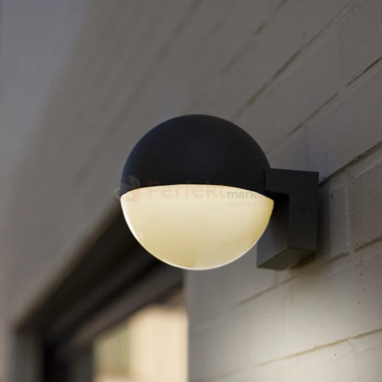 LOOMA lampa ścienna kinkiet zewnętrzna biała kula ciemny szary E27 15cm IP54 Lutec 3 perfektmarket.webp