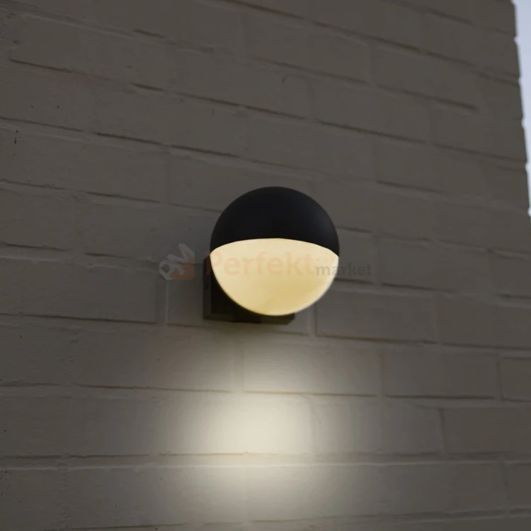 LOOMA lampa ścienna kinkiet zewnętrzna biała kula ciemny szary E27 15cm IP54 Lutec 4 perfektmarket.webp