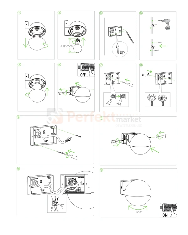 LOOMA lampa ścienna kinkiet zewnętrzna biała kula ciemny szary E27 15cm IP54 Lutec montaż perfektmarket.webp