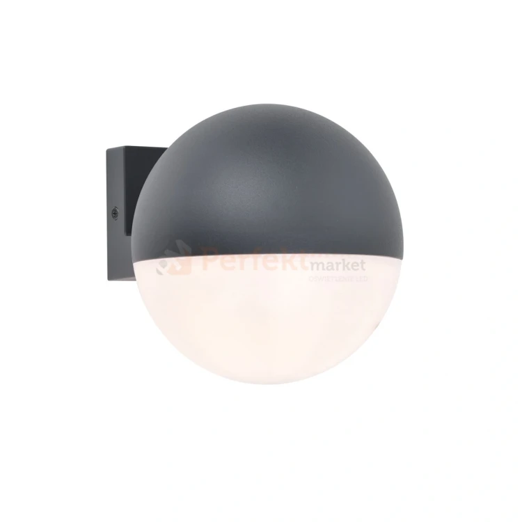 LOOMA lampa ścienna kinkiet zewnętrzna biała kula ciemny szary E27 15cm IP54 Lutec perfektmarket.webp