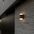 LOOMA lampa ścienna kinkiet zewnętrzna podwójna biała kula ciemny szary 2xE27 10cm IP54 Lutec 2 perfektmarket.webp