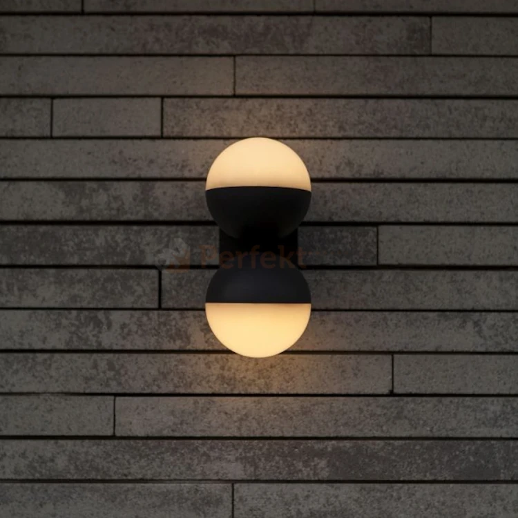 LOOMA lampa ścienna kinkiet zewnętrzna podwójna biała kula ciemny szary 2xE27 10cm IP54 Lutec 5 perfektmarket.webp