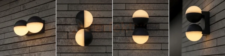 LOOMA lampa ścienna kinkiet zewnętrzna podwójna biała kula ciemny szary 2xE27 10cm IP54 Lutec 9 perfektmarket.webp