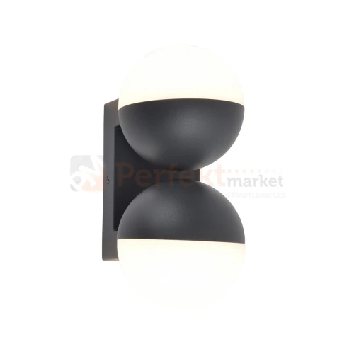 LOOMA lampa ścienna kinkiet zewnętrzna podwójna biała kula ciemny szary 2xE27 10cm IP54 Lutec perfektmarket.webp