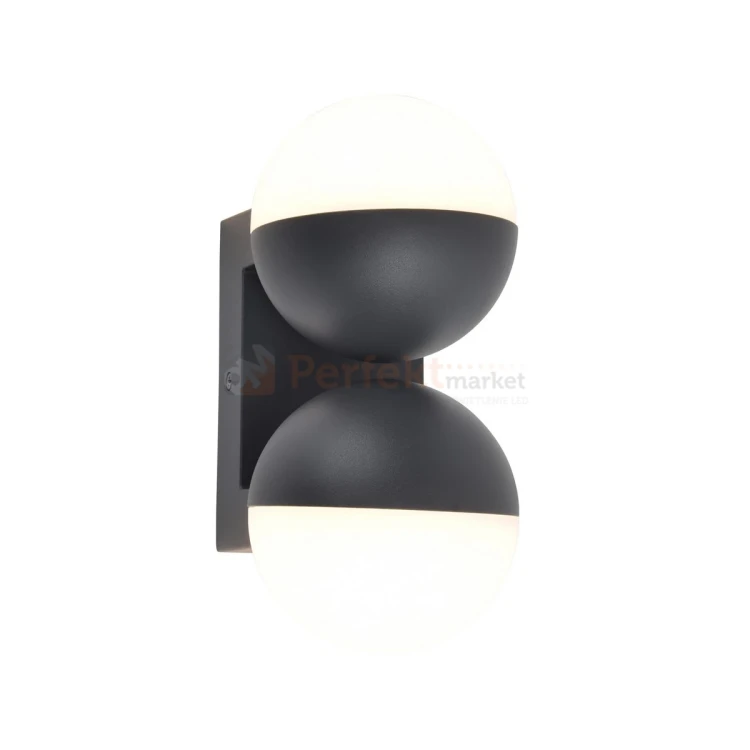LOOMA lampa ścienna kinkiet zewnętrzna podwójna biała kula ciemny szary 2xE27 10cm IP54 Lutec perfektmarket.webp