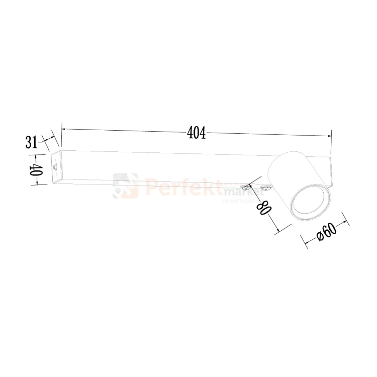Nowoczesny kinkiet MAGNET 9W LED CCT 1xGU10 regulowany biały ML1128 prawy wymiar perfektmarket.webp